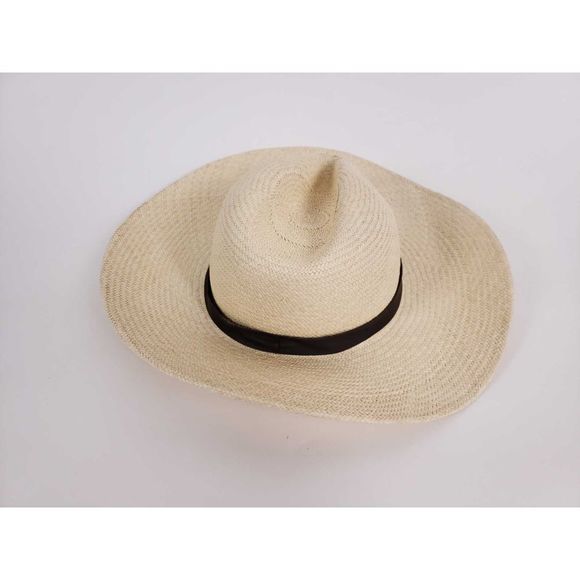 Janessa Leone Gloria Leather Trim Woven Straw Hat - Picture 4 of 7